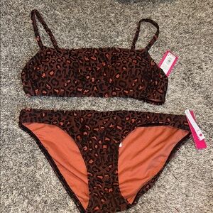 Xhilaration Animal Print Bikini - Black and Brown